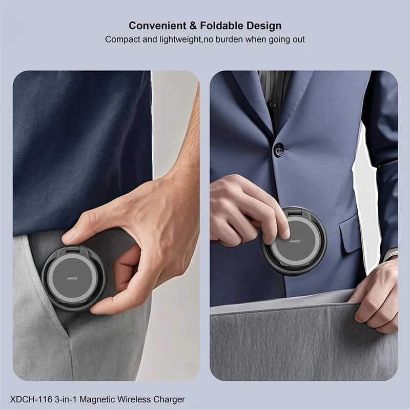 XUNDD XDCH-116 3 In 1 Magnetic Folding Wireless Charger For Mobile Phone, Earphones & Watch — image 5