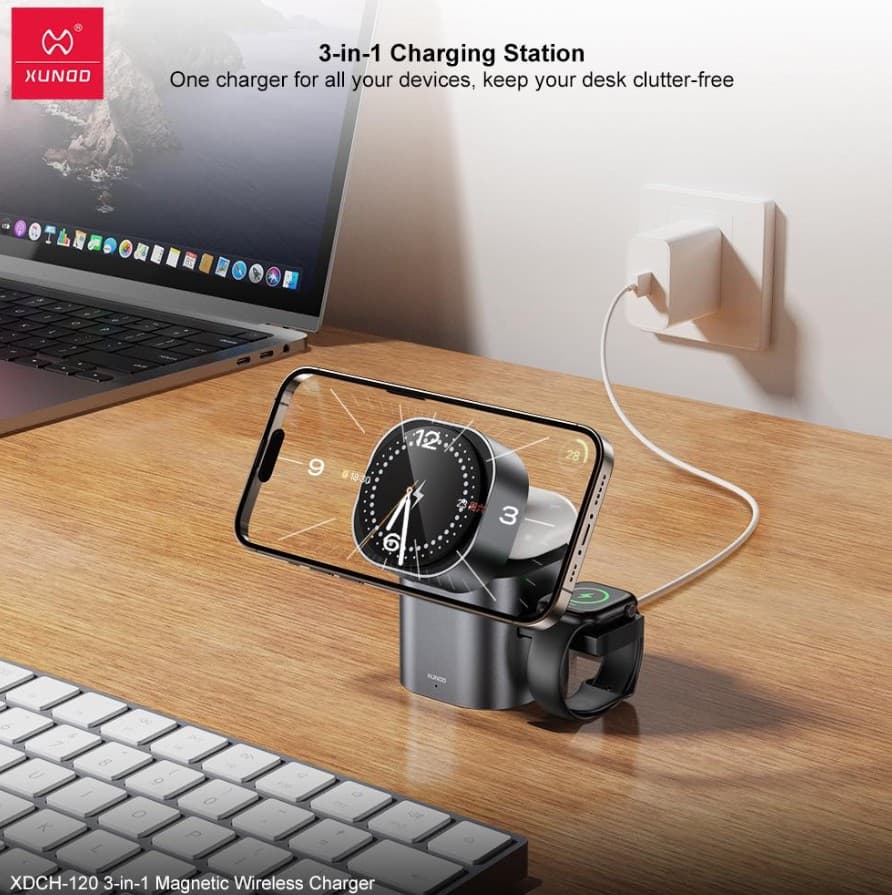 XUNDD XDCH120 3-in-1 Magnetic Wireless Charger Stand — image 4