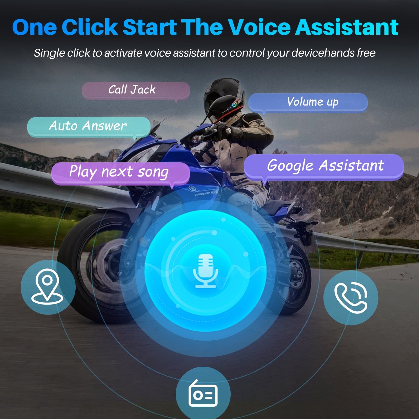 Y12 Motorcycle Bluetooth Helmet Headset Speaker Bluetooth 5.3 IP67 Waterproof — image 3