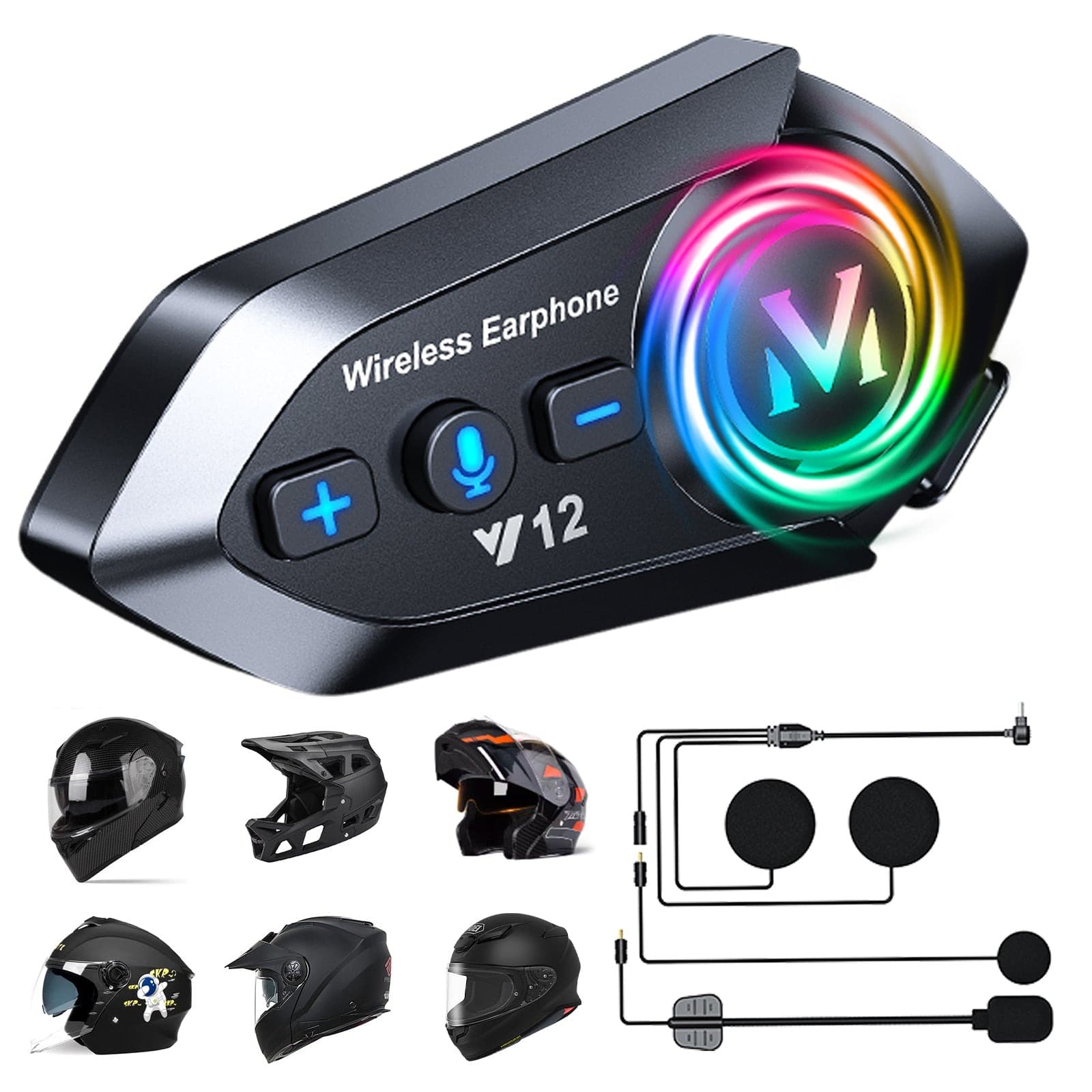 Y12 Motorcycle Bluetooth Helmet Headset Speaker Bluetooth 5.3 IP67 Waterproof — image 1