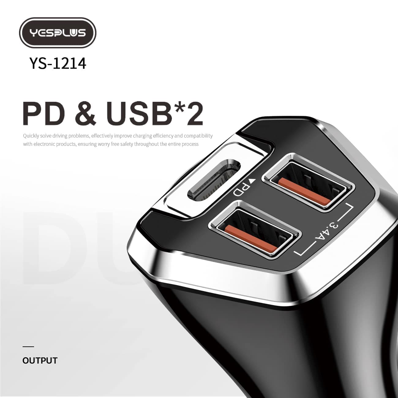 Yesplus YS 1214 6A Car Charger PD 20W + 3.4A Fast Quick Charging 2 USB + 1 PD Output — image 2