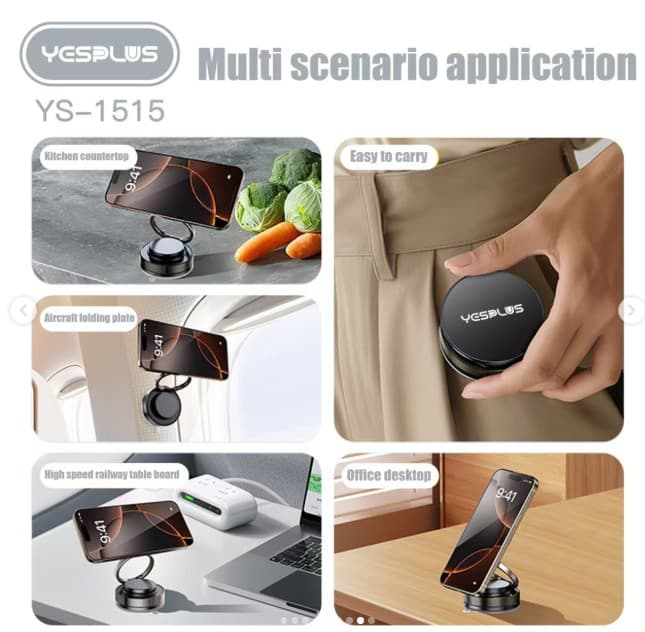 Yesplus YS-1515 Ultra-Stable Magnetic Phone Mount N58 Strong Magnet & Vacuum Suction Base — image 3