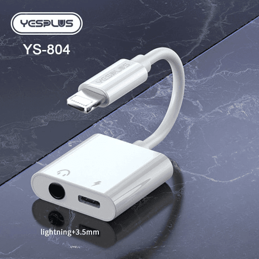 Yesplus YS 804 Lightning 2 In 1 3.5mm Charging Call And Music Plug Adapter — image 1