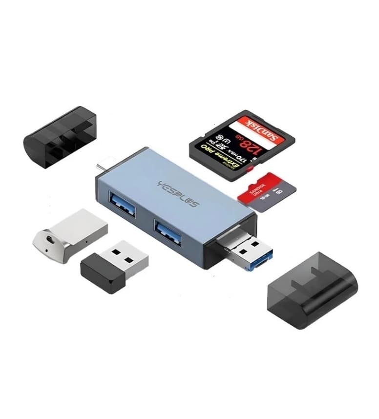 Yesplus YS1415 Multifunction 6 In 1 Card Reader USB Hub — image 1
