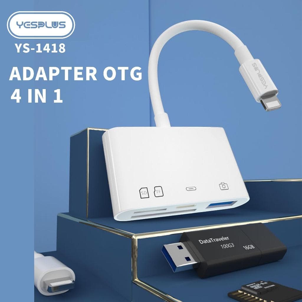 Yesplus YS1418 iP Lightning To 4-in-1 OTG Adapter USB Card Reader — image 1