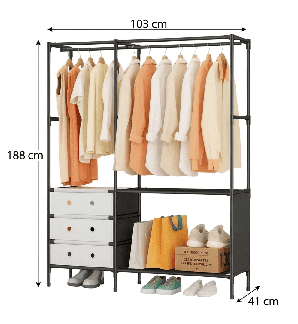 YMJ02 Clothing And Shoe Organizer Rack 103x41x188 cm — image 3